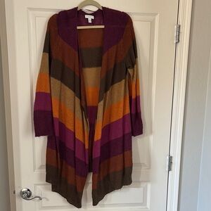 Charter Club Purple and Brown Cardigan Sweater